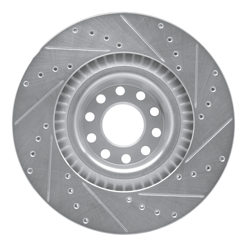 Audi S8 Brake Rotor (1) - Front Left - R1 Concepts - Drilled & Slotted - Silver - `01-`03